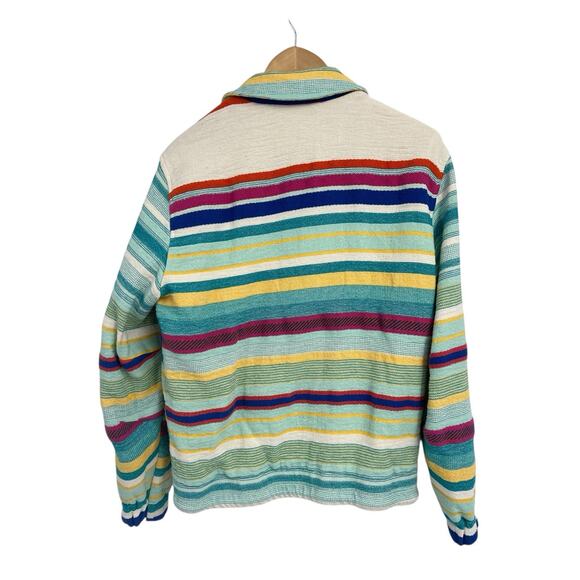 Zara Southwester Stripe Woven Cotton Full Oil Jacket Unisex Medium - Picture 2 of 5